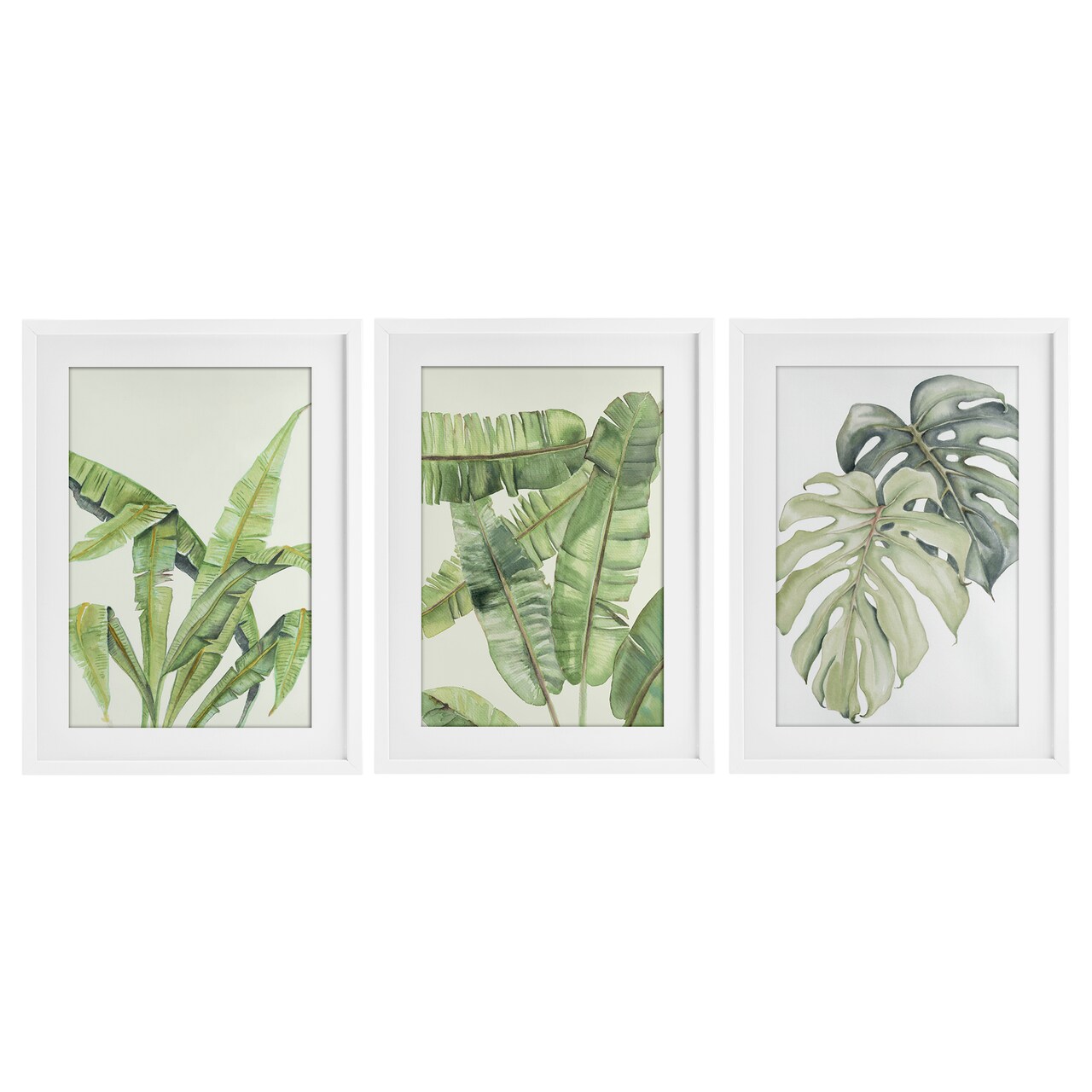 Stupell Industries Tropical Leaves Collection 3pc Framed Print Under Glass Set, design by Errico & Slyp